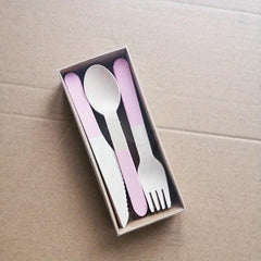 8pcs Disposable Cutlery Set Birch Wooden Fork Spoon Boxed Western Food