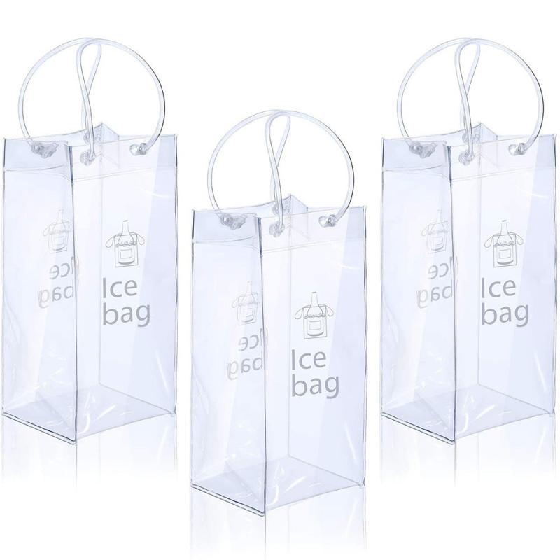 3pcs Ice Wine Bag Portable Collapsible Clear Wine Pouch Cooler With Handle