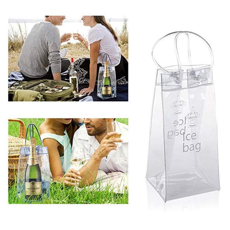 3pcs Ice Wine Bag Portable Collapsible Clear Wine Pouch Cooler With Handle