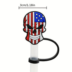 5pcs Reusable Straw Caps Clown Skull Design for Drinks Fun Kitchen Accessories