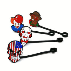 5pcs Reusable Straw Caps Clown Skull Design for Drinks Fun Kitchen Accessories