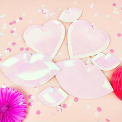 8pcs Pink Love Heart Lips Paper Plate Set