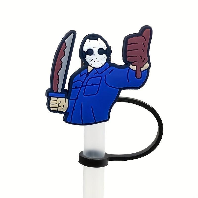 5pcs Horror Clown Silicone Straw Plug Halloween Decor