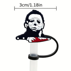 5pcs Horror Clown Silicone Straw Plug Halloween Decor