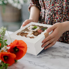 50pcs Strawberry Pastry Box with Window, 20x20x6