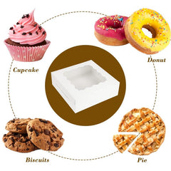 50pcs Strawberry Pastry Box with Window, 20x20x6