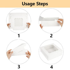 50pcs Strawberry Pastry Box with Window, 20x20x6