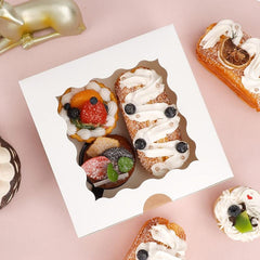 50pcs Strawberry Pastry Box with Window, 20x20x6