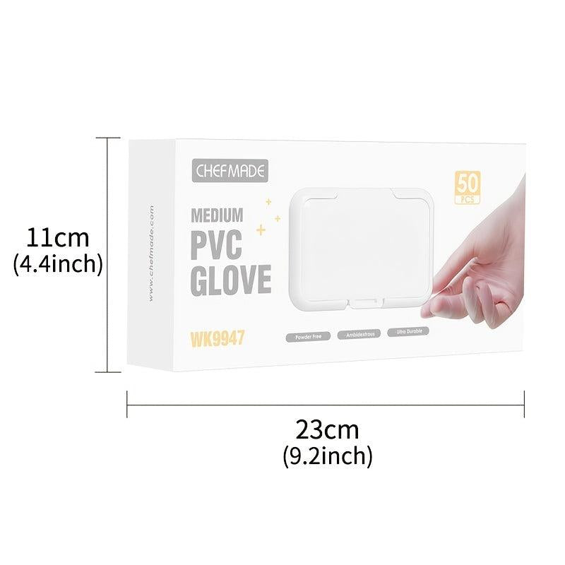 Chef Made Disposable Vinyl Gloves, Medium Size, Pack of 50