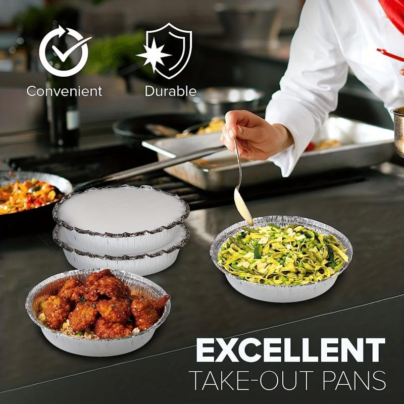 20pcs Round Aluminum Pans With Lid for Baking Parties Kitchen Gadgets