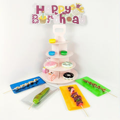 4 Tier Cupcake Stand Pink Cardboard Dessert Display Tower