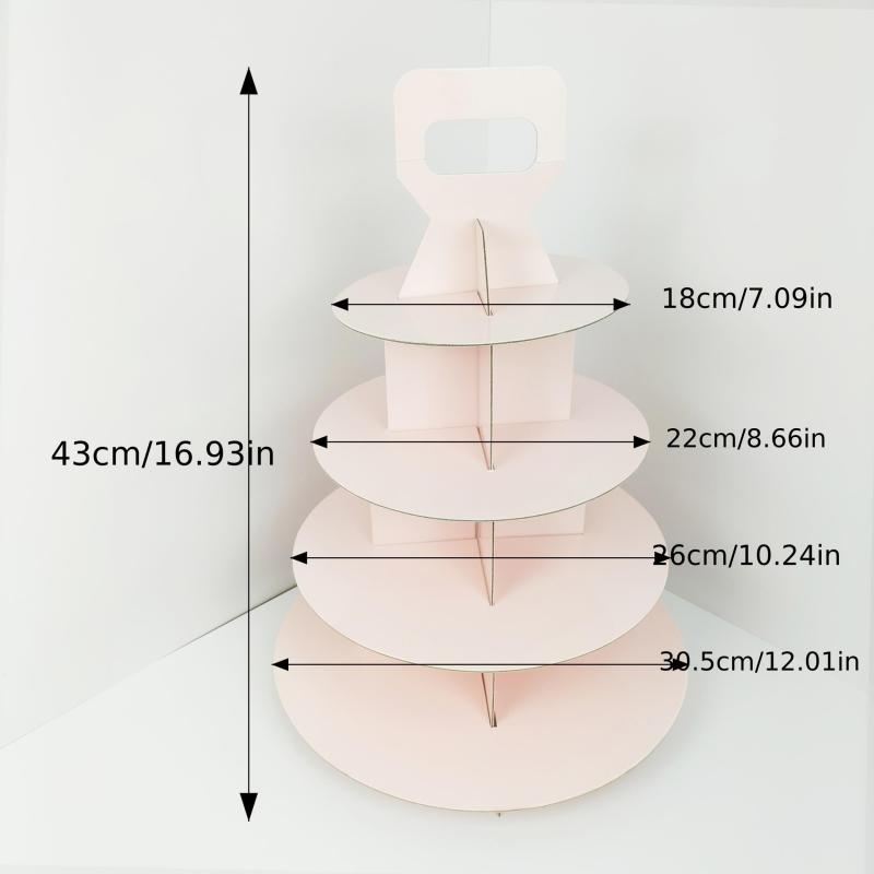 4 Tier Cupcake Stand Pink Cardboard Dessert Display Tower