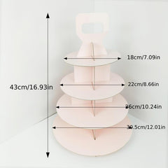 4 Tier Cupcake Stand Pink Cardboard Dessert Display Tower