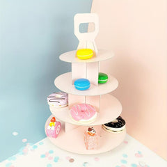 4 Tier Cupcake Stand Pink Cardboard Dessert Display Tower