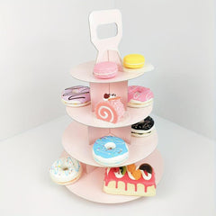 4 Tier Cupcake Stand Pink Cardboard Dessert Display Tower