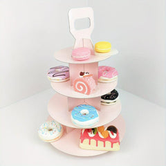 4 Tier Cupcake Stand Pink Cardboard Dessert Display Tower