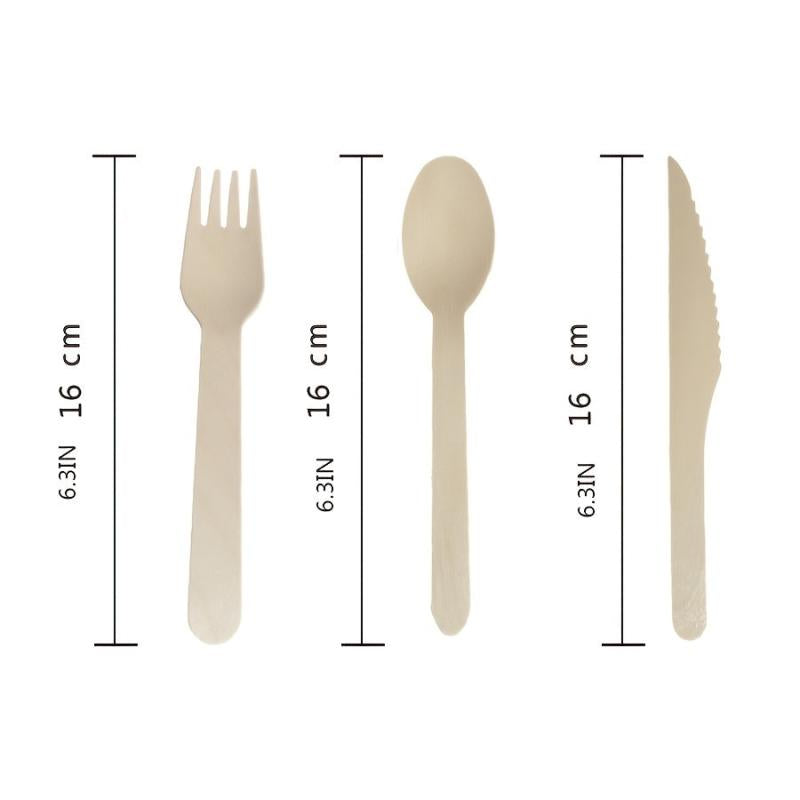 8pcs Wooden Fork Spoon Kitchen Utensils Supplies