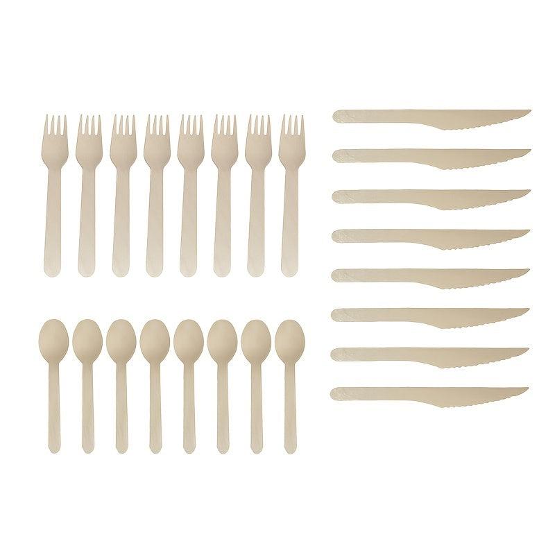 8pcs Wooden Fork Spoon Kitchen Utensils Supplies