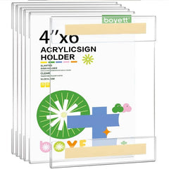 6pcs Acrylic Wall Sign Holders, 8.5X11 Inch, No Drill, Home Office Storage