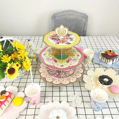 3 Tiers Vintage Paper Cupcake Stand for Birthday Party