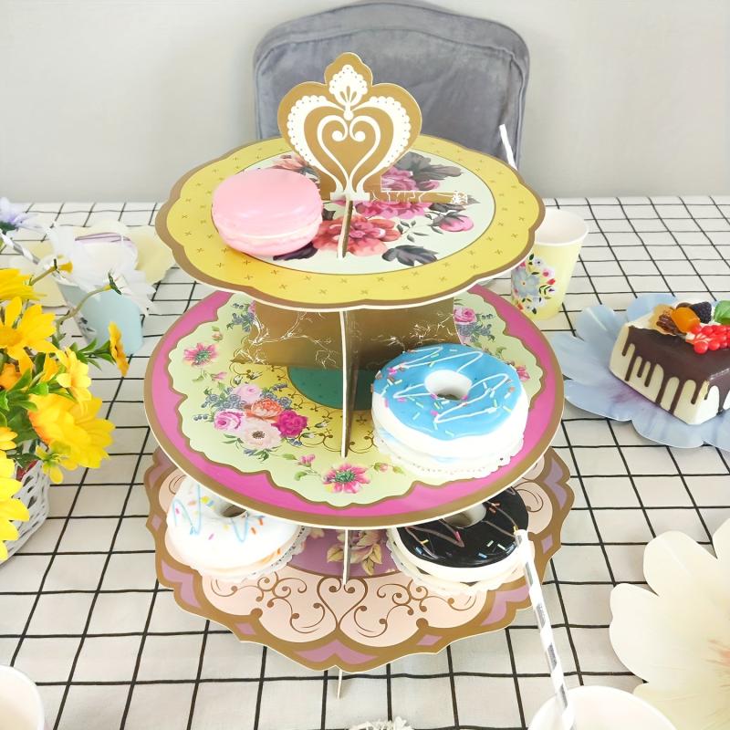 3 Tiers Vintage Paper Cupcake Stand for Birthday Party