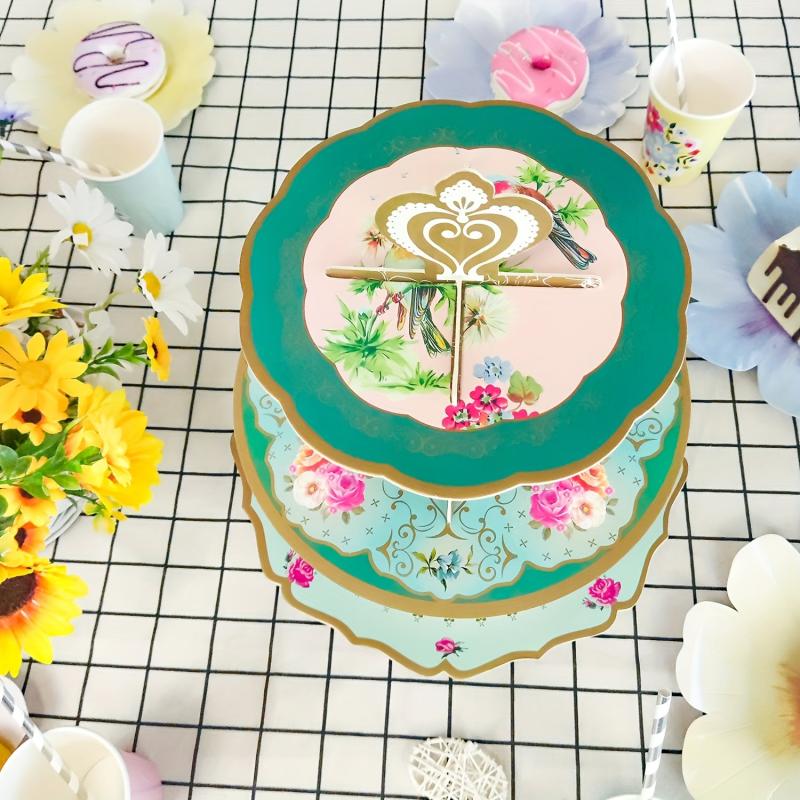 3 Tiers Vintage Paper Cupcake Stand for Birthday Party
