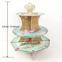 3 Tiers Vintage Paper Cupcake Stand for Birthday Party