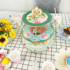 3 Tiers Vintage Paper Cupcake Stand for Birthday Party