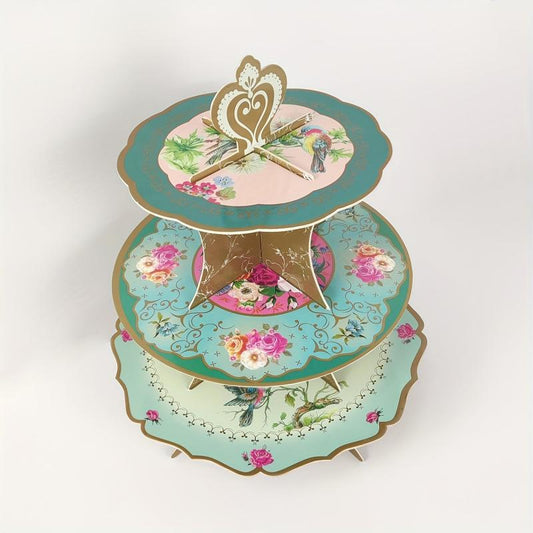 3 Tiers Vintage Paper Cupcake Stand for Birthday Party