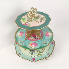 3 Tiers Vintage Paper Cupcake Stand for Birthday Party