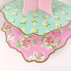 Paper Birthday Cake Stand Double Sided Different Patterns Three-layer