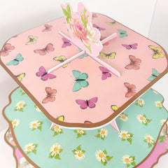 Paper Birthday Cake Stand Double Sided Different Patterns Three-layer