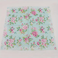 20pcs Disposable Rose Printed Square Napkins Party Printed Napkins