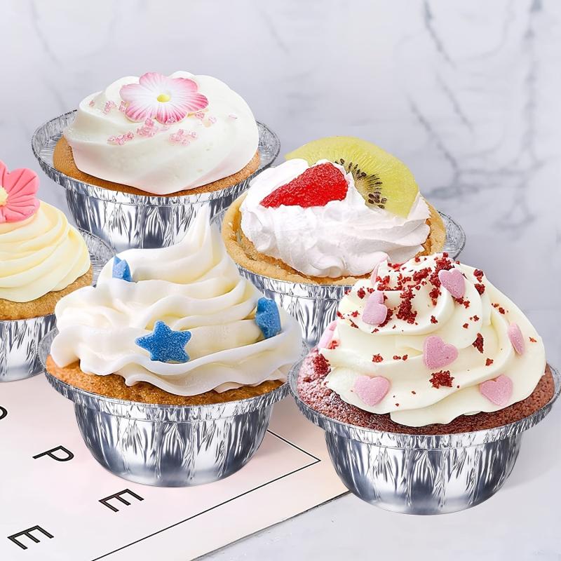 40pcs Disposable Aluminum Foil Tray Containers for Cakes 3.9x1.5 Inches