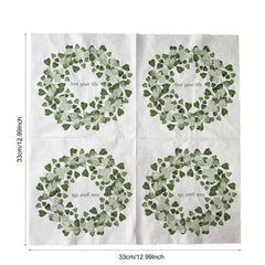 20pcs Stylish Eucalyptus Leaf Wreath Printed Napkins