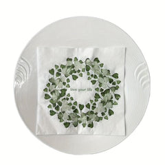 20pcs Stylish Eucalyptus Leaf Wreath Printed Napkins