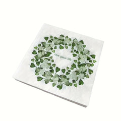 20pcs Stylish Eucalyptus Leaf Wreath Printed Napkins