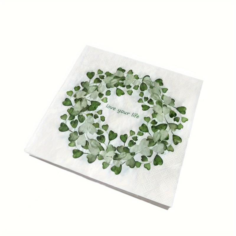 20pcs Stylish Eucalyptus Leaf Wreath Printed Napkins