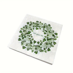 20pcs Stylish Eucalyptus Leaf Wreath Printed Napkins