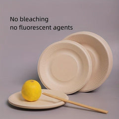 10pcs Disposable Sugarcane Plates 15 24 20 32 25 Natural Dinner Dessert Plates