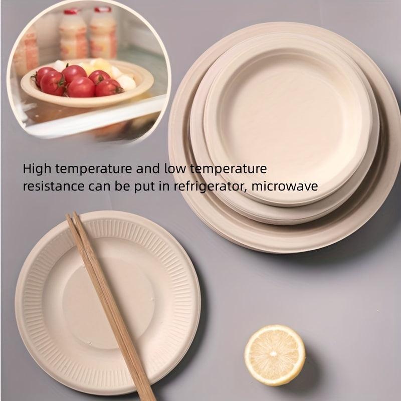 10pcs Disposable Sugarcane Plates 15 24 20 32 25 Natural Dinner Dessert Plates