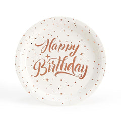 Rose Golden Party Supplies Happy Birthday Plates And Napkins Set