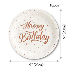 Rose Golden Party Supplies Happy Birthday Plates And Napkins Set