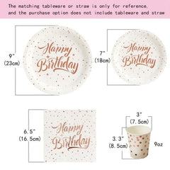 Rose Golden Party Supplies Happy Birthday Plates And Napkins Set