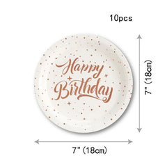 Rose Golden Party Supplies Happy Birthday Plates And Napkins Set