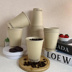 Disposable Paper Cups Bamboo Pulp Cups Anti Scald Drinking Cups for Events