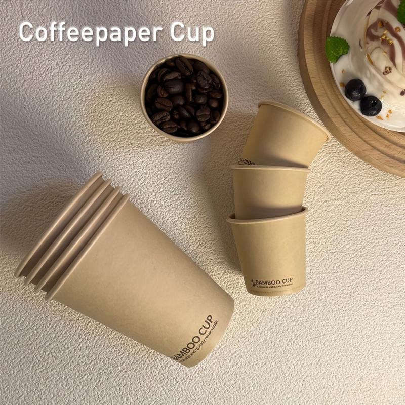 Disposable Paper Cups Bamboo Pulp Cups Anti Scald Drinking Cups for Events
