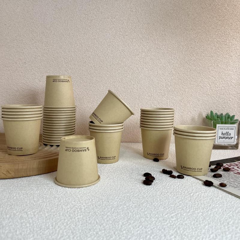 Disposable Paper Cups Bamboo Pulp Cups Anti Scald Drinking Cups for Events