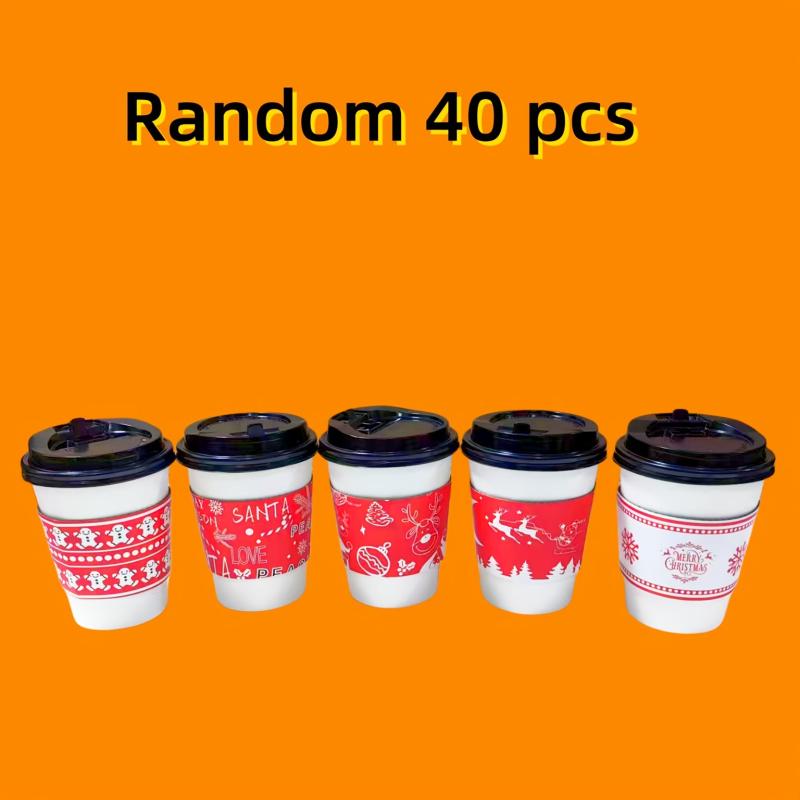 40pcs Christmas Coffee Cup Covers - Fits 12oz To 20oz Cups