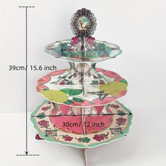 3-Tier Disposable Cupcake Stand Cake Tray for Tea Party Decoration